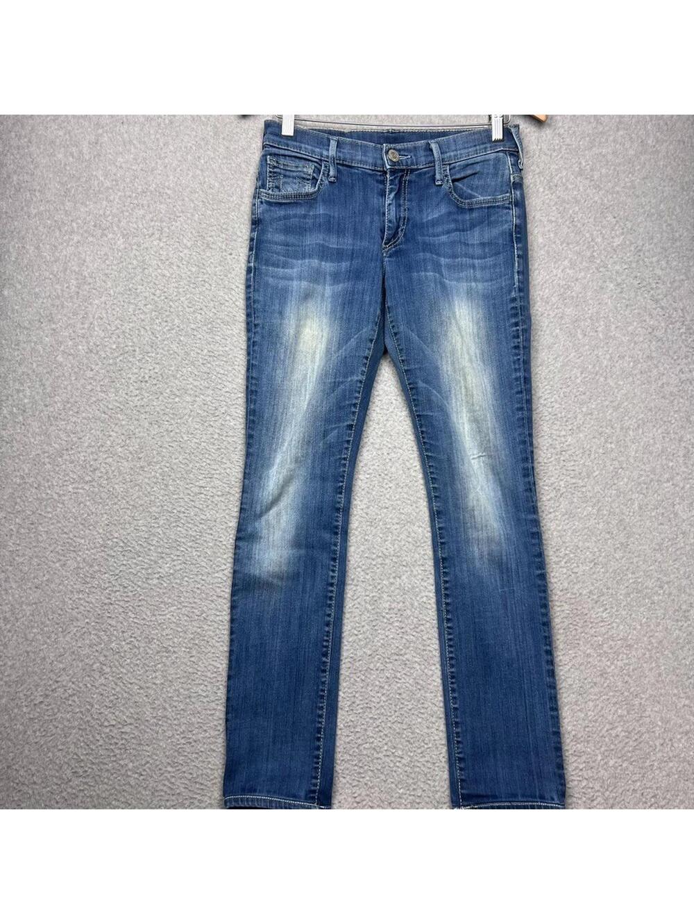 True Religion Skinny Leg Jeans Womens 24 Low Rise Blue Denim Y2K Grunge